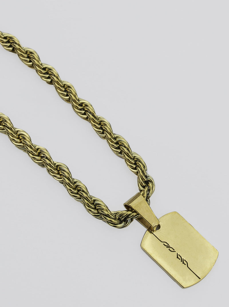 18K gold rope chain bracelet and mini dog tag bracelet