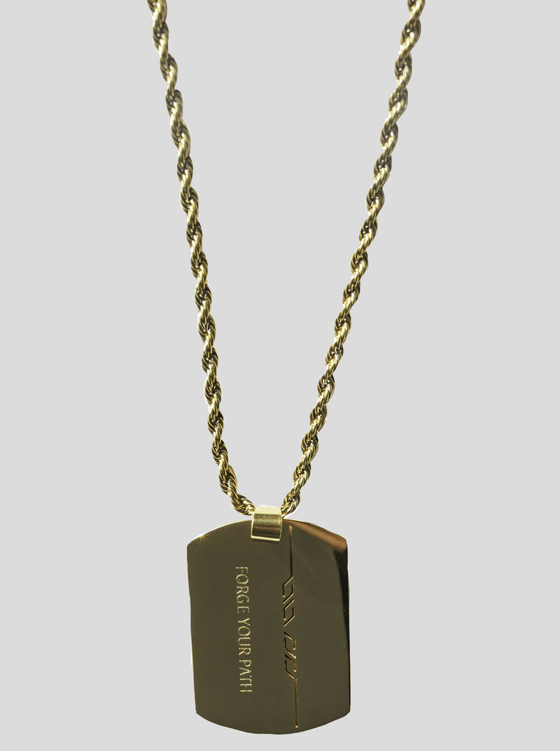 18K gold dog tag necklace and rope chain necklace