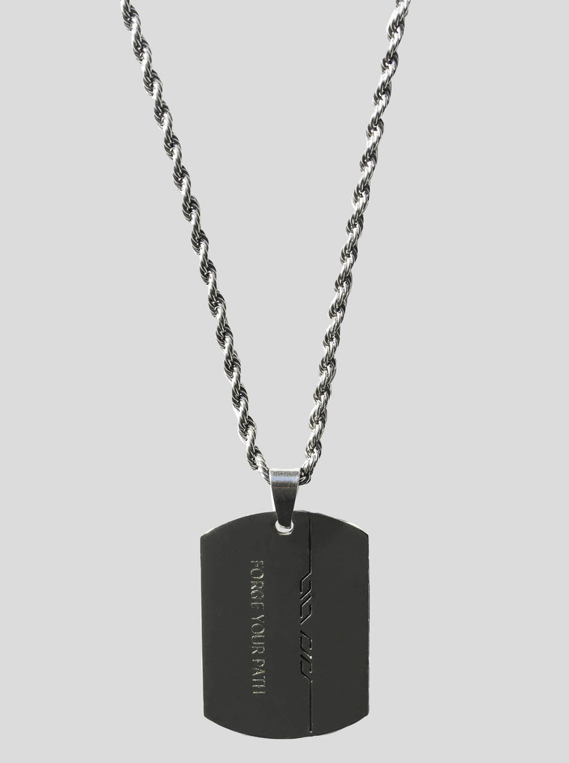 Stainless steel silver rope chain necklace with dog tag