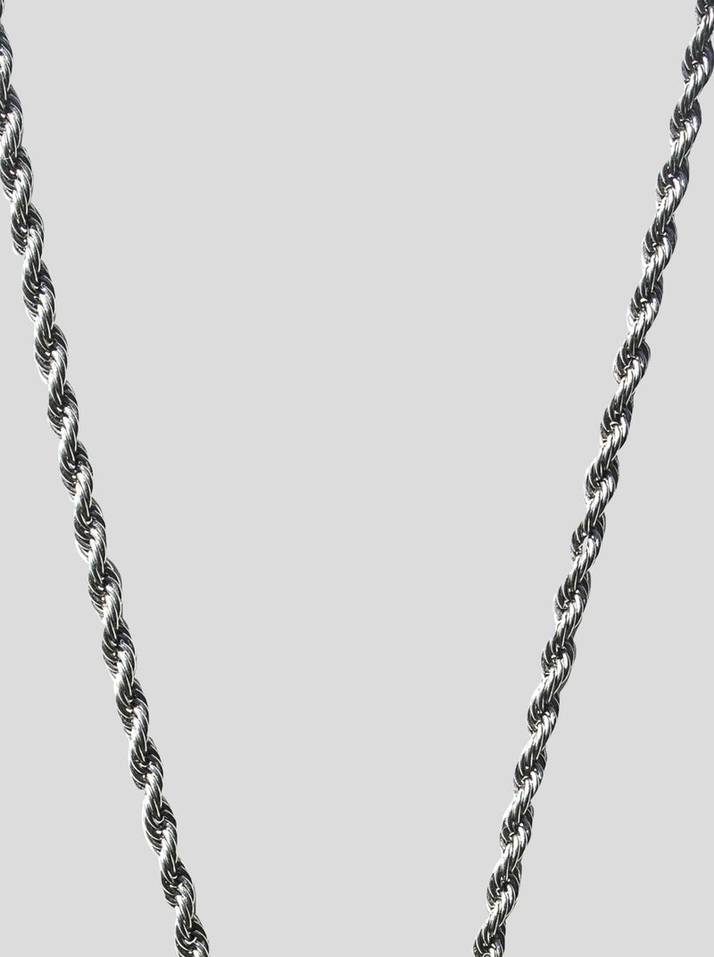 Stainless steel silver rope chain necklace