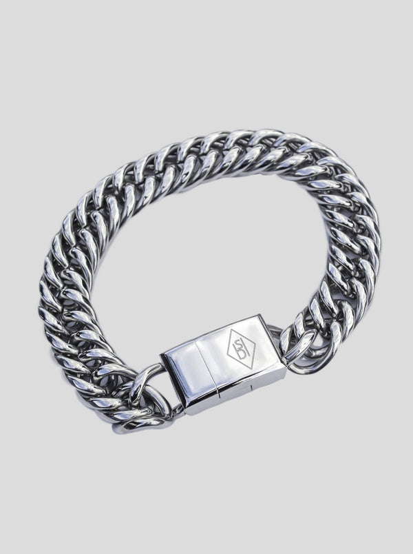 Stainless steel silver cuban link bracelet