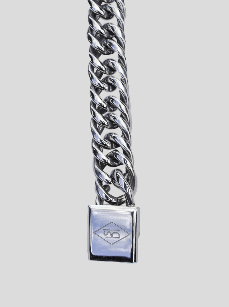 Stainless steel silver cuban link bracelet